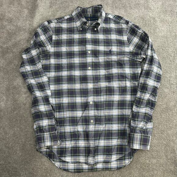 Polo Ralph Lauren Plaid Casual Button Down Shirt Size Small Green Blue Preppy - Picture 3 of 5